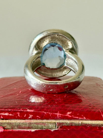 Vintage Silver and Blue Topaz Statement Ring