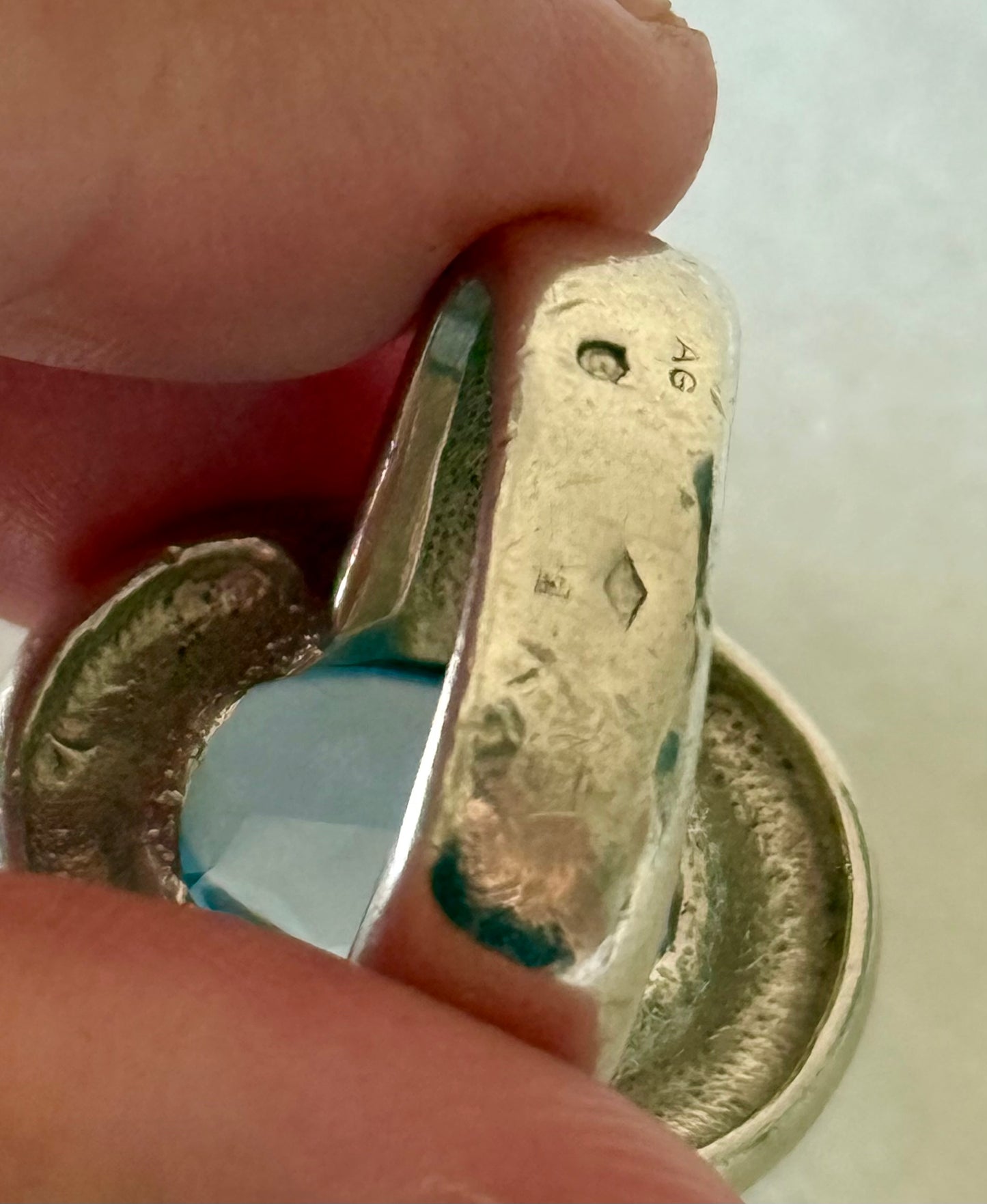 Vintage Silver and Blue Topaz Statement Ring