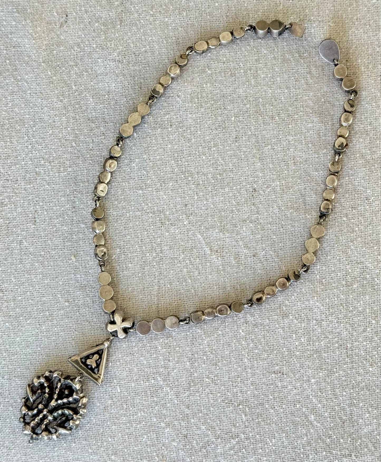 Antique Georgian Choker with Black Dot Paste and Fleur-de-Lis Pendant