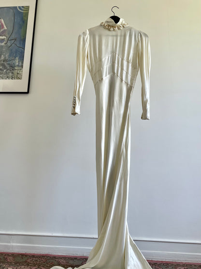 1930's Silk Satin Wedding Gown