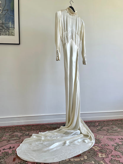 1930's Silk Satin Wedding Gown