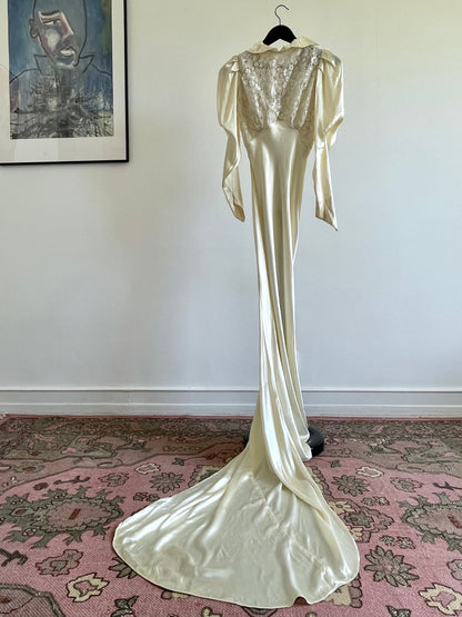 Vintage 1930s Liquid Satin Wedding Gown