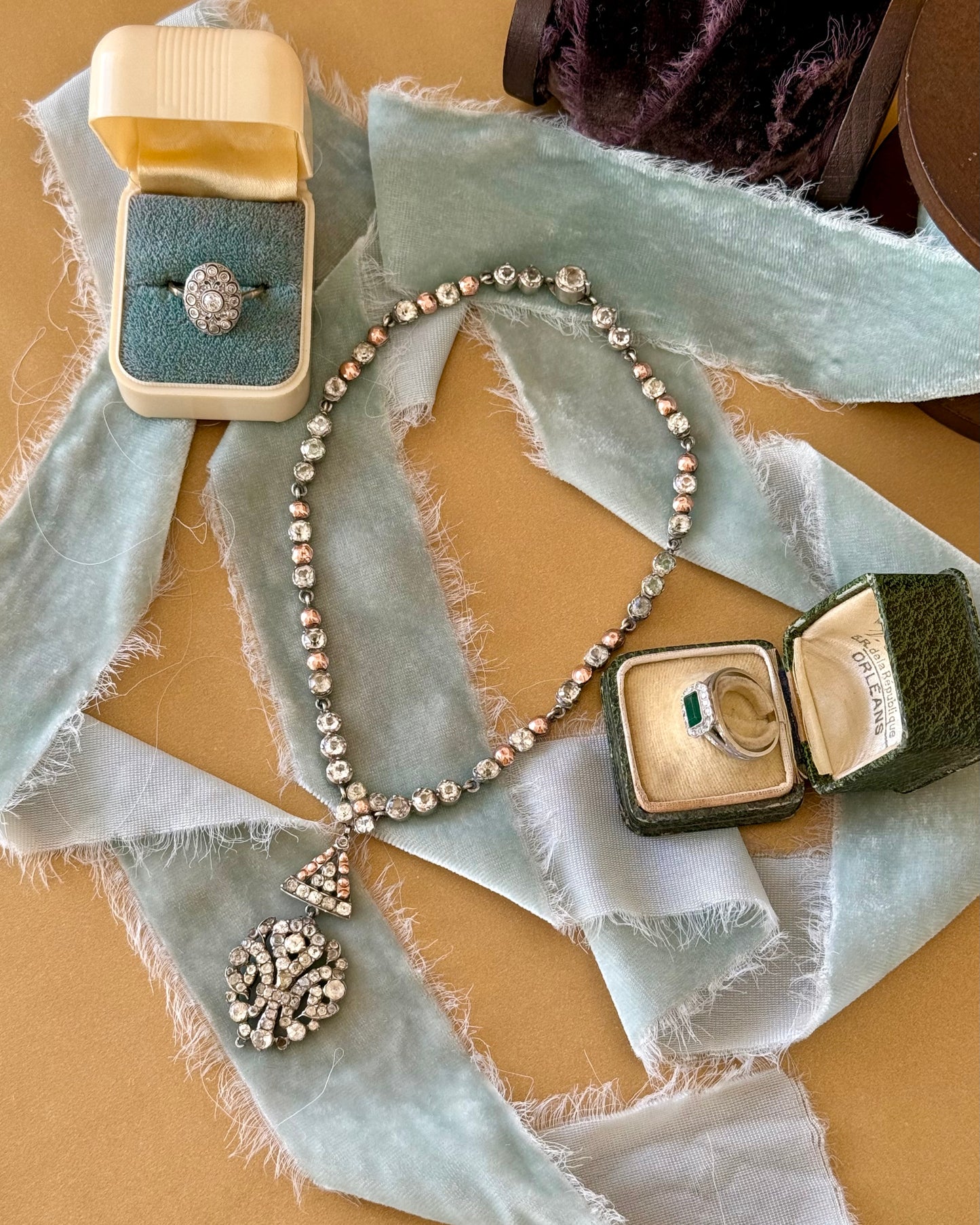 Antique Georgian Choker with Black Dot Paste and Fleur-de-Lis Pendant