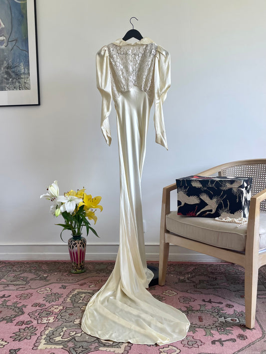 Vintage 1930s Liquid Satin Wedding Gown