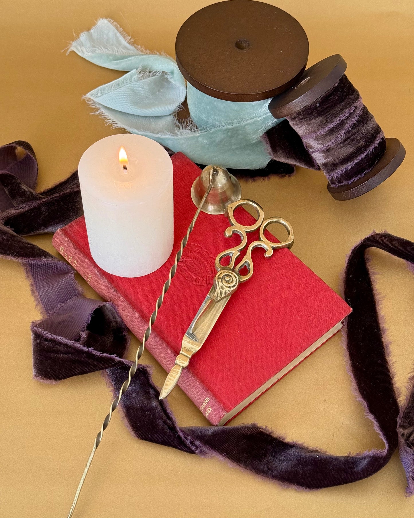 Vintage Brass and Metal Candle Care Set, Snuffer and Wick Trimmer