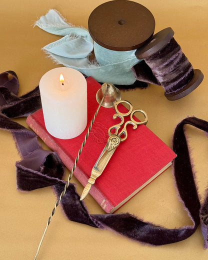 Vintage Brass and Metal Candle Care Set, Snuffer and Wick Trimmer