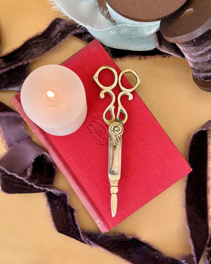 Vintage Brass and Metal Candle Care Set, Snuffer and Wick Trimmer