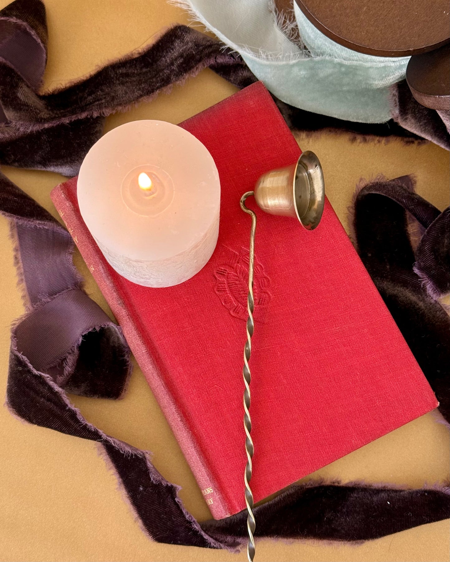 Vintage Brass and Metal Candle Care Set, Snuffer and Wick Trimmer