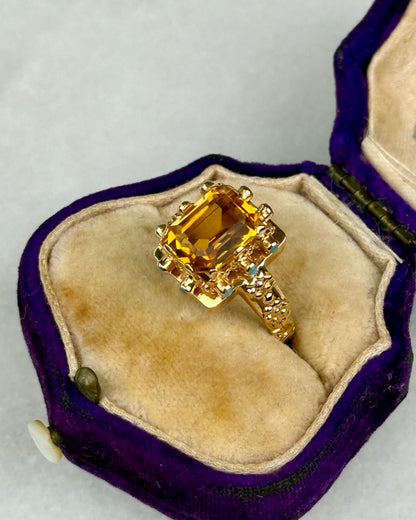 Vintage Citrine & Turquoise 19.2k Gold Cocktail Ring