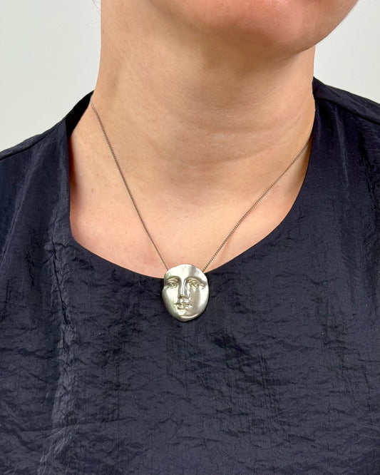 Modernist Silver Face Pendant