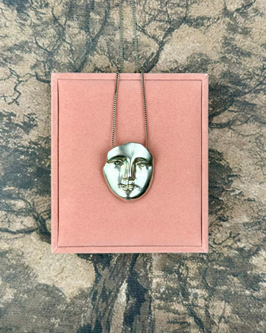 Modernist Silver Face Pendant