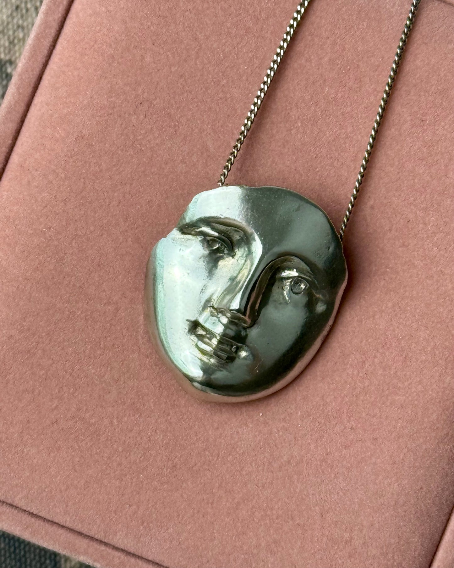 Modernist Silver Face Pendant