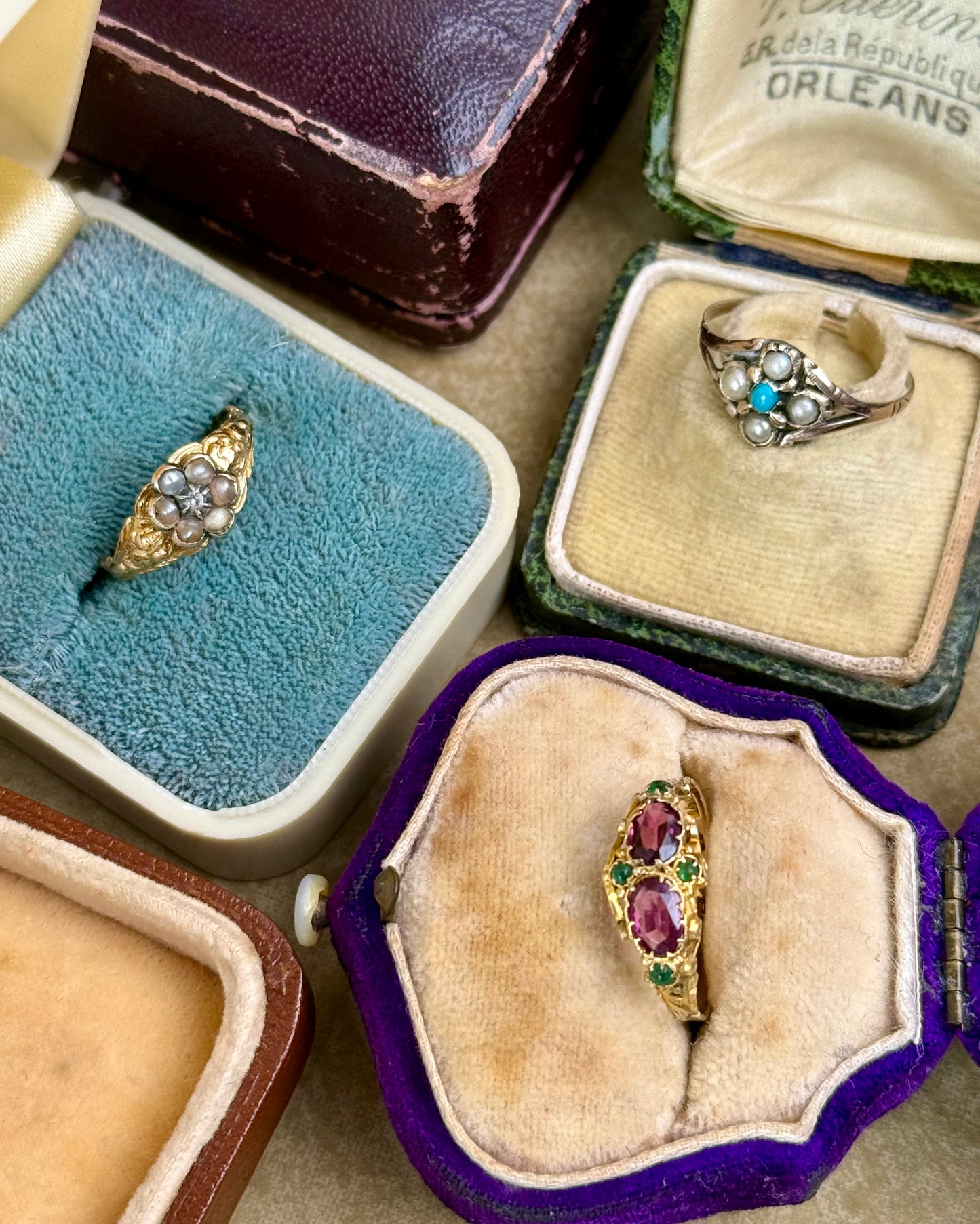 Antique Georgian Pearls and Diamond Daisy Ring