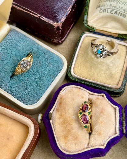 Antique Georgian Pearls and Diamond Daisy Ring
