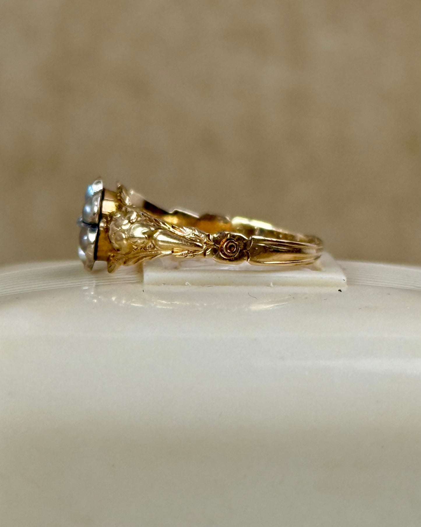 Antique Georgian Pearls and Diamond Daisy Ring