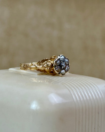 Antique Georgian Pearls and Diamond Daisy Ring