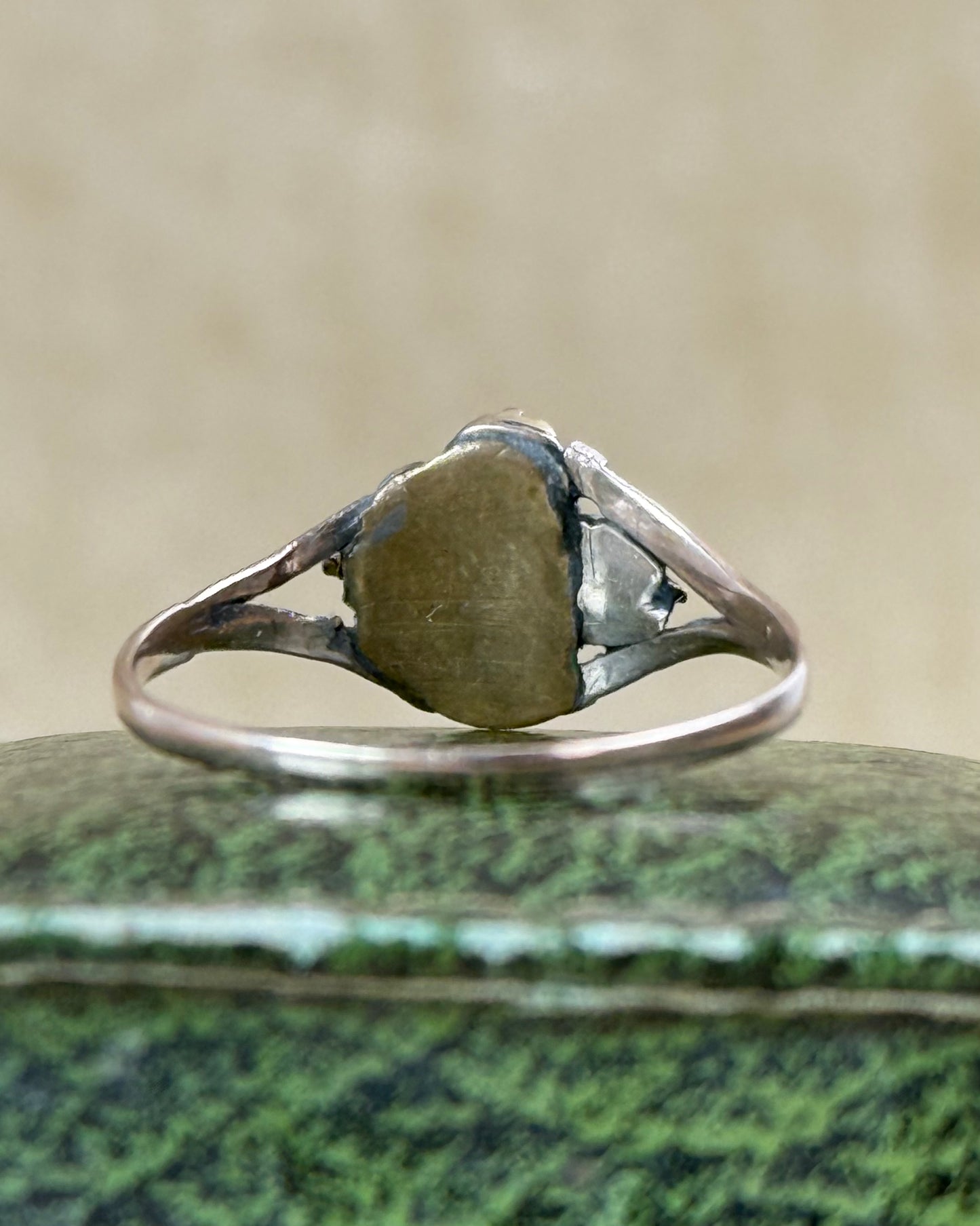 Antique Victorian Turquoise & Seed Pearl Ring, Low Carat Gold