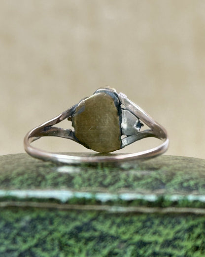 Antique Victorian Turquoise & Seed Pearl Ring, Low Carat Gold