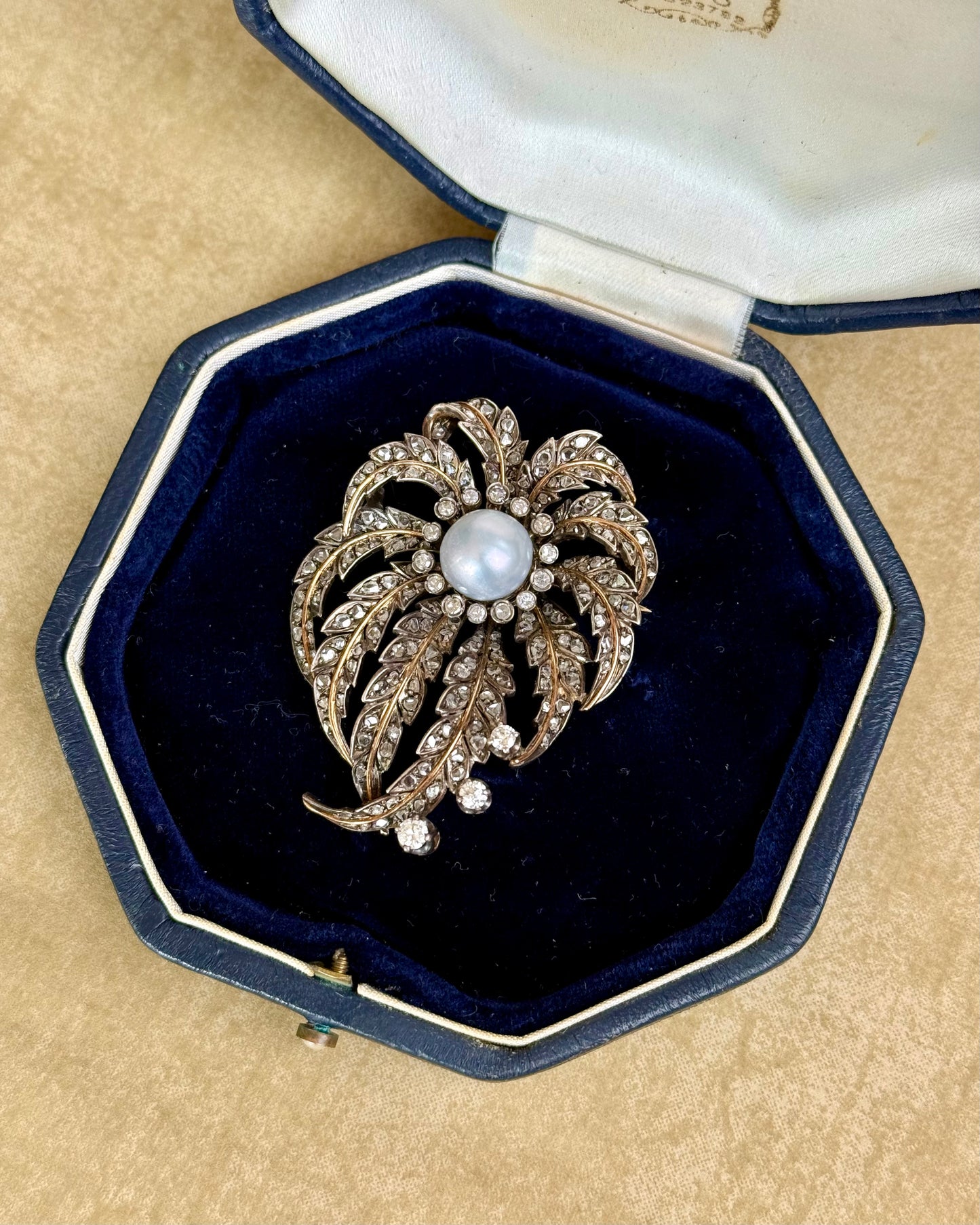 Antique Victorian Diamond and Pearl Brooch