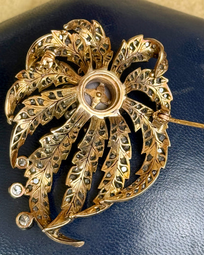 Antique Victorian Diamond and Pearl Brooch