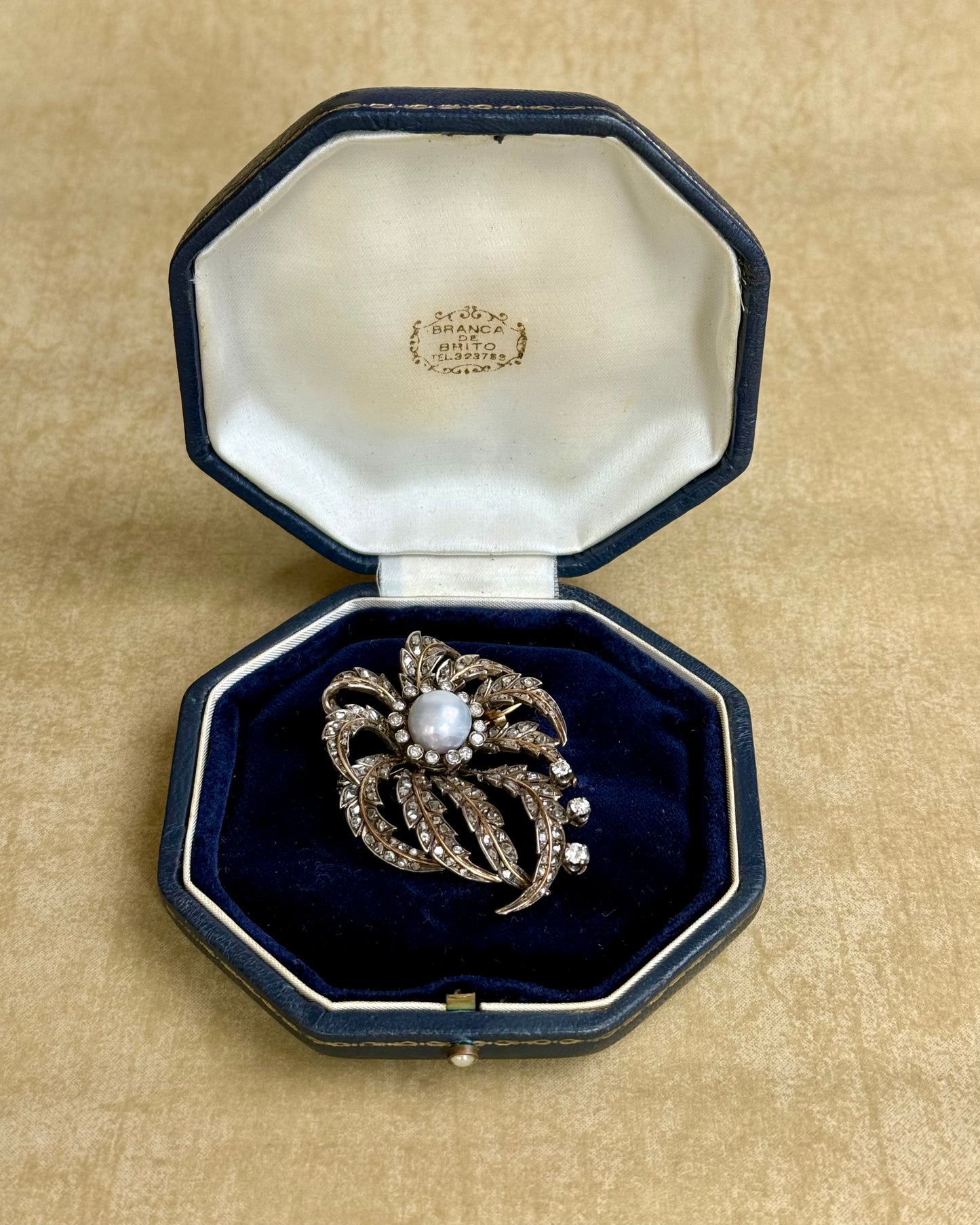 Antique Victorian Diamond and Pearl Brooch