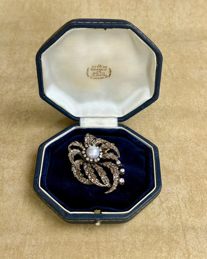 Antique Victorian Diamond and Pearl Brooch