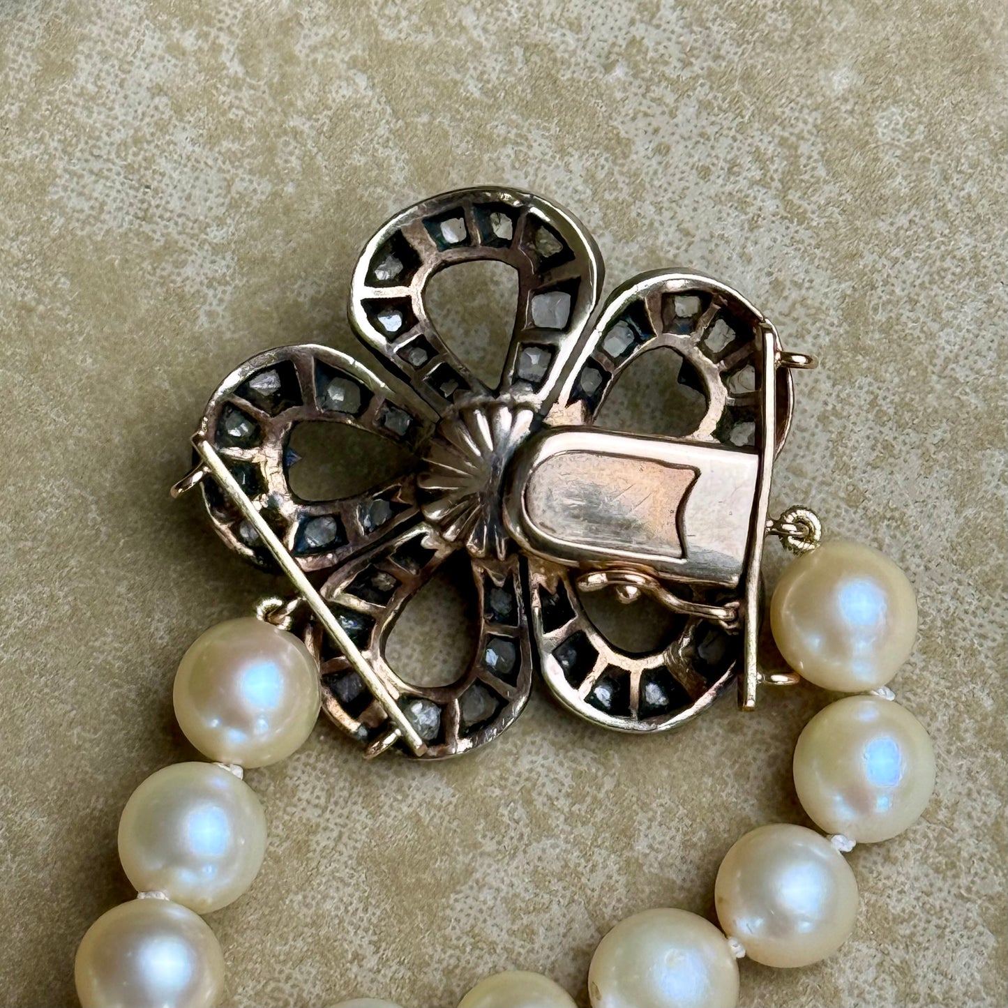 Antique Rose-Cut Diamonds and Pearls Opera Necklace