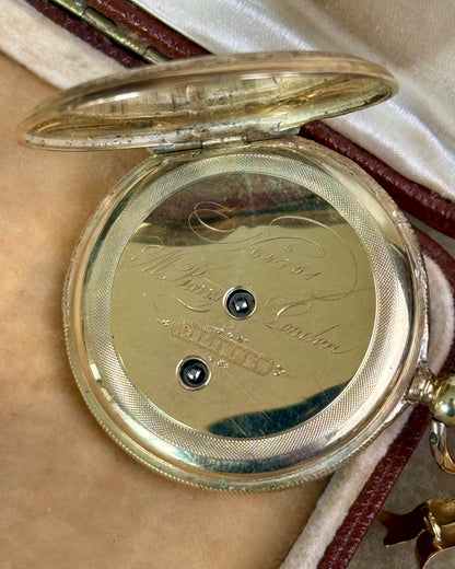 Antique 14k Gold and Enamel Pendant Watch with Matching Bow Brooch