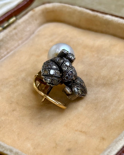 Antique Victorian Diamonds and Pearl Foliate Earring