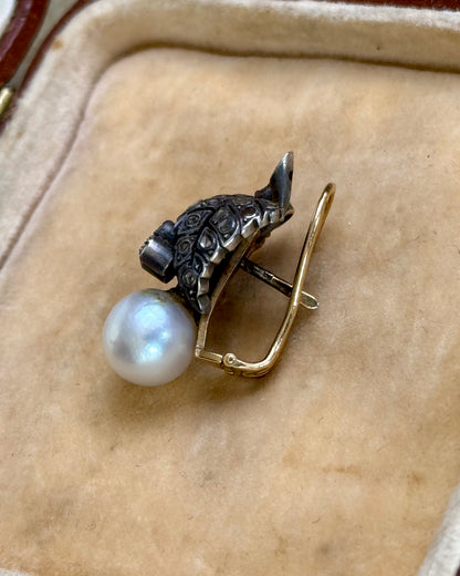 Antique Victorian Diamonds and Pearl Foliate Earring