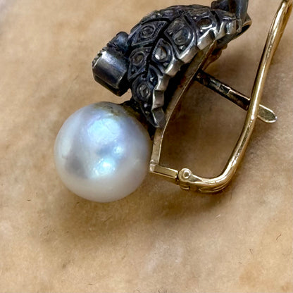 Antique Victorian Diamonds and Pearl Foliate Earring