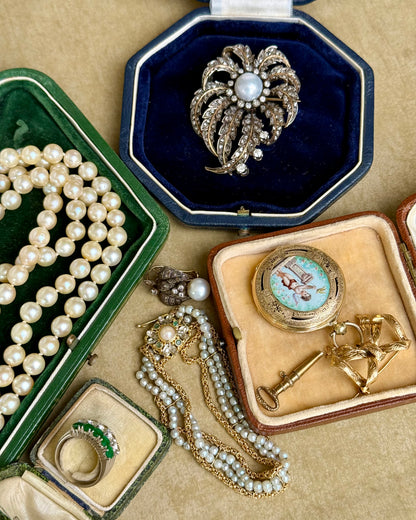Antique Victorian Diamond and Pearl Brooch