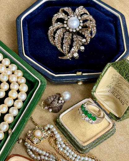 Antique Victorian Diamonds and Pearl Foliate Earring