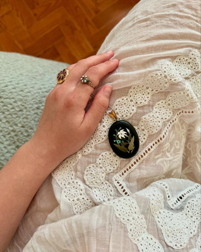 Antique Victorian Pietra Dura Pendant