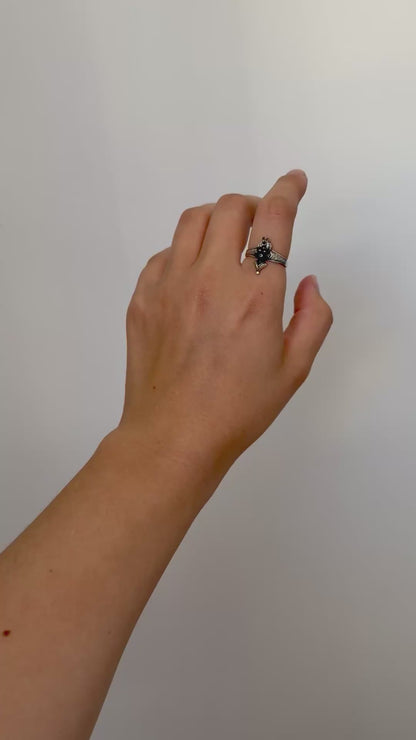 Antique Blackamoor Enamel and Garnet Silver Ring