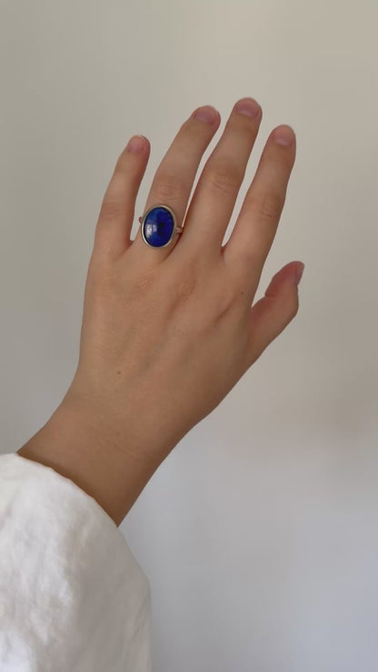 Vintage Lapis Lazuli Sterling Silver Signet Ring