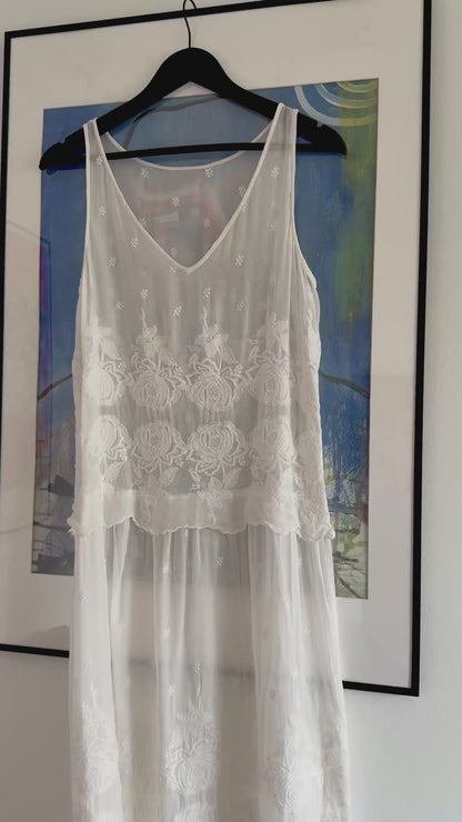 Sheer Embroidered White/Ivory Lace Dress