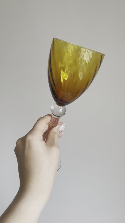 Vintage Amber Glass Wine Goblets