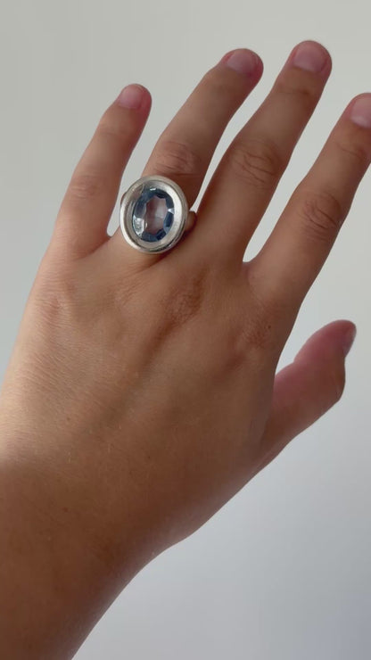 Vintage Silver and Blue Topaz Statement Ring