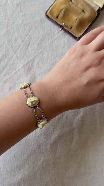 Antique Egyptian Revival Pharaoh Faces Bracelet
