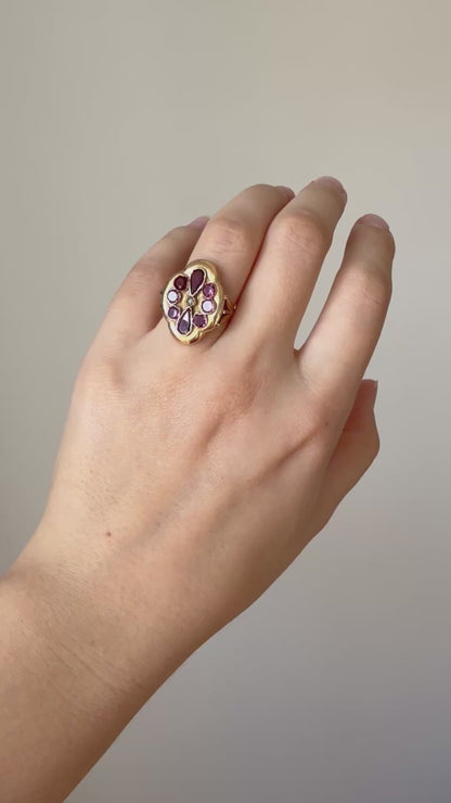Antique Victorian Amethysts & Pearl Gold Ring