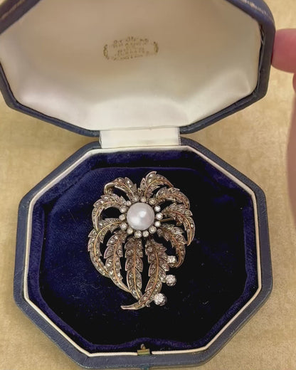 Antique Victorian Diamond and Pearl Brooch